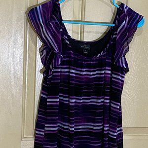 Worthington Medium Purple Striped Dress Blouse